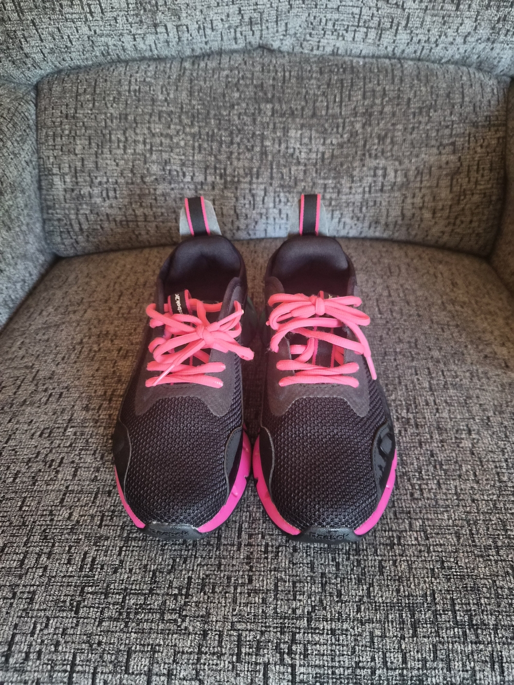 Reebok Black Athletic Shoes with Pink Accents